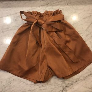 Zaful Smocked Belted High Waisted Shorts